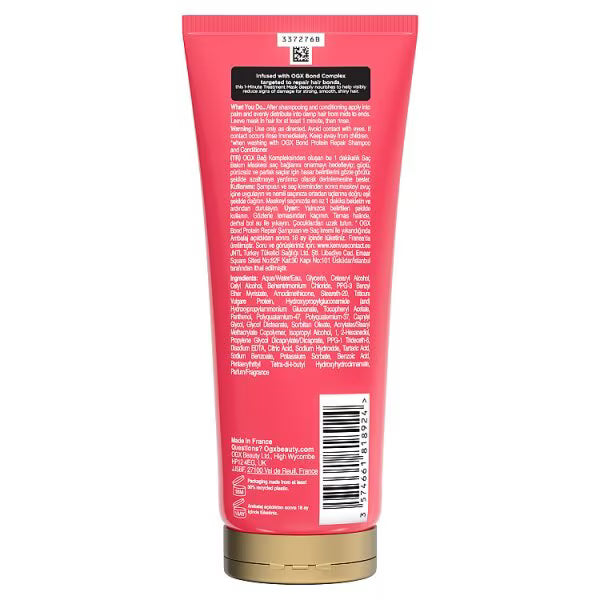 OGX Bond Protein Repair Hair Mask 1-Minute Treatment 200ml, imported from the UK