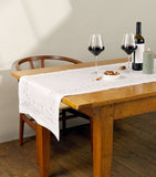 Dea linen embroidered scroll table runner 50cm x 210cm - British product