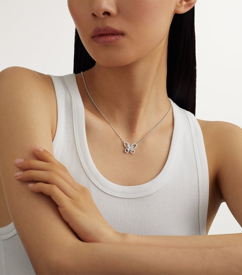Graff white gold diamond butterfly necklace 46cm, UK version