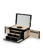 WOLF Large Zoe jewellery box in mink velvet with compartments, UK version