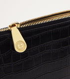 Harrods medium croc-embossed leather pouch (British brand)
