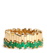 Harrods Suzanne Kalan Yellow Gold and Emerald Golden Age Eternity Ring Size 7- Buy online at McGrocer