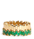 Suzanne Kalan eternity ring with baguette emeralds and yellow gold - British product