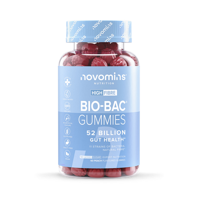 Novomins Bio-Bac 52 Milliarder CFU Fersken Gummies 60 Stykker