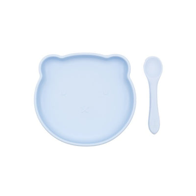 BLW Essentials Silikon Saug-Teller und Löffel Set Bär Baby Entwöhnungszubehör