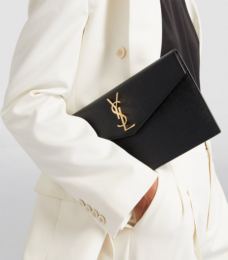 Saint Laurent Uptown clutch bag in grained leather, UK version