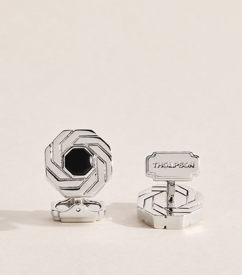 Tateossian Thompson Onyx Octagon cufflinks, imported from the UK