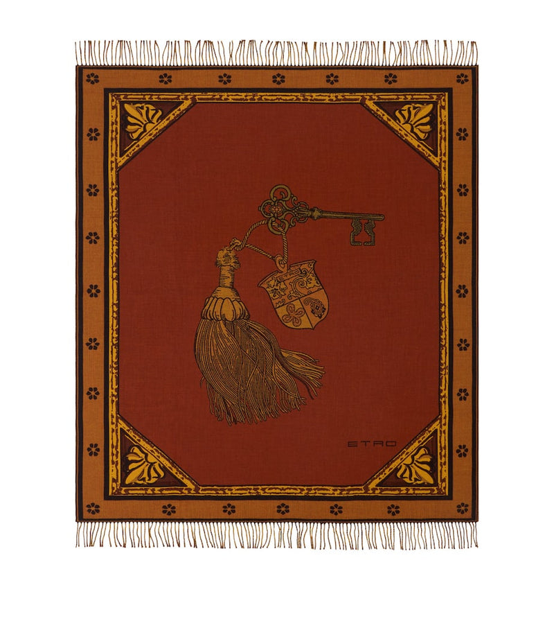 Etro wool fringed herald throw 180cm x 140cm - British product