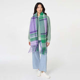 Izabel London checked print oversized fringed scarf, imported from the UK