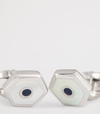 Deakin & Francis sterling silver sapphire mother-of-pearl cufflinks, UK version