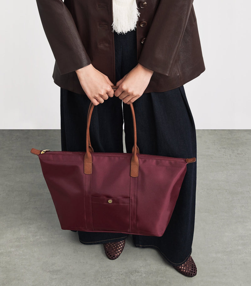 Harrods medium nylon tote bag with leather trim - British product