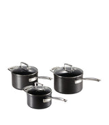 Harrods Le Creuset Toughened Non-Stick Sauce Pans Cookware Set of 3- Buy online at McGrocer