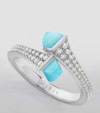 Marli New York ring with diamonds and sea blue chalcedony (British brand)