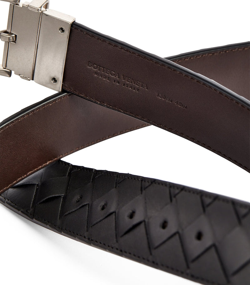 Bottega Veneta leather Intrecciato belt, imported from the UK