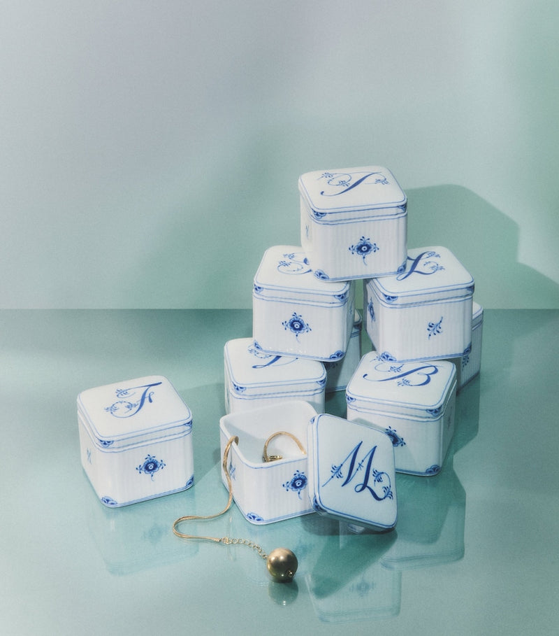 Royal Copenhagen Alphabet Bonbonniere porcelain box, UK version