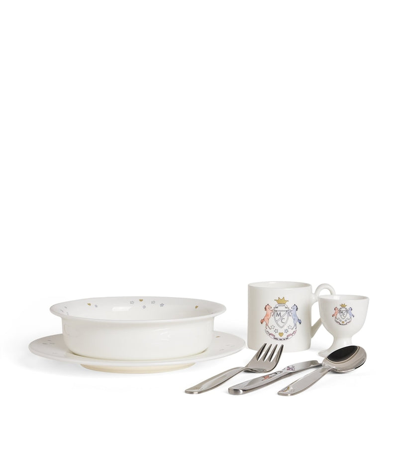 Marie-Chantal Crest Collection breakfast suitcase set with fine bone china and cutlery - British product