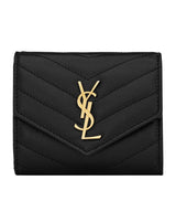 Harrods Saint Laurent Leather Quilted Trifold Wallet- Buy online at McGrocer