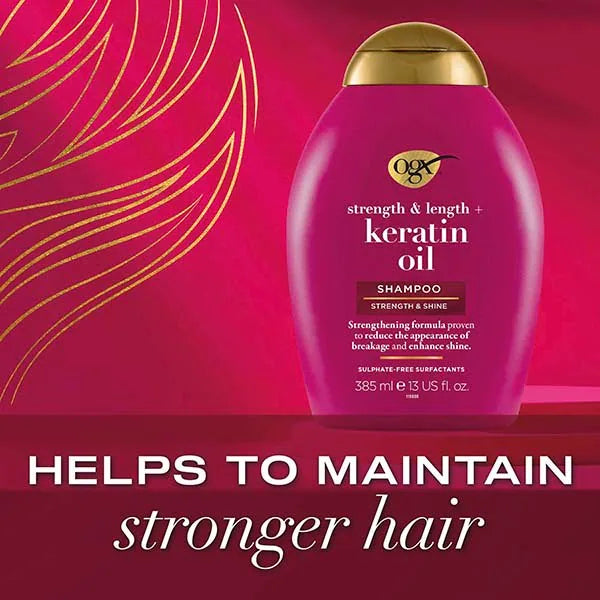 OGX Anti-Breakage Keratin Oil Shampoo 385ml, imported from the UK