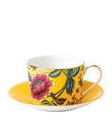 Harrods Wedgwood Wonderlust Yellow Tonquin Fine Bone China Teacup and Saucer- Buy online at McGrocer