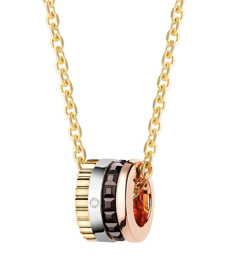 Boucheron extra small mixed gold diamond Quatre Classique pendant - British product