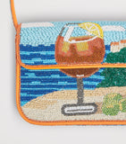 STAUD beaded Tommy shoulder bag with sunset spritz motif (British brand)