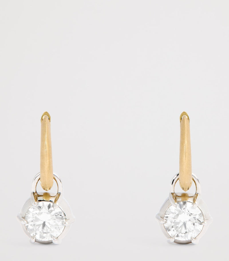 Jade Trau Sienna huggie earrings yellow gold and diamonds, UK version