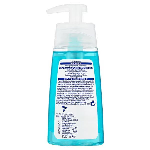Clearasil Rapid Action Acne Face Wash Gel 150ml - British product