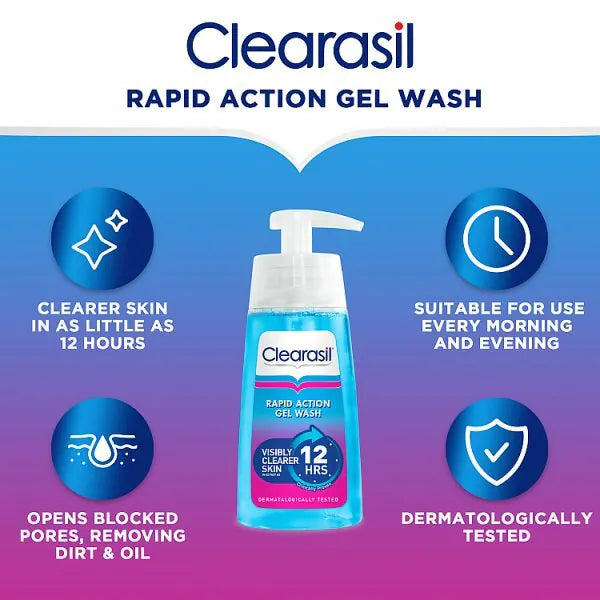 Clearasil Rapid Action Acne Face Wash Gel 150ml - British product