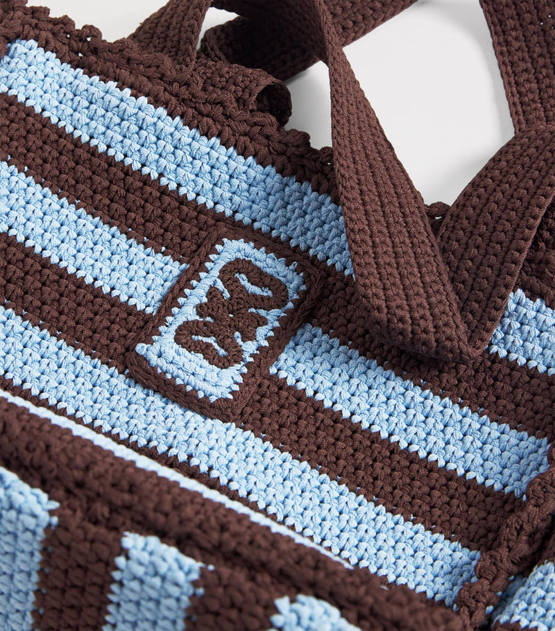 Sandro Paris crochet striped tote bag, imported from the UK