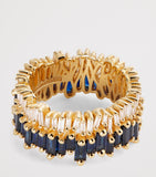Suzanne Kalan yellow gold diamond sapphire eternity band size 7.25 (British brand)