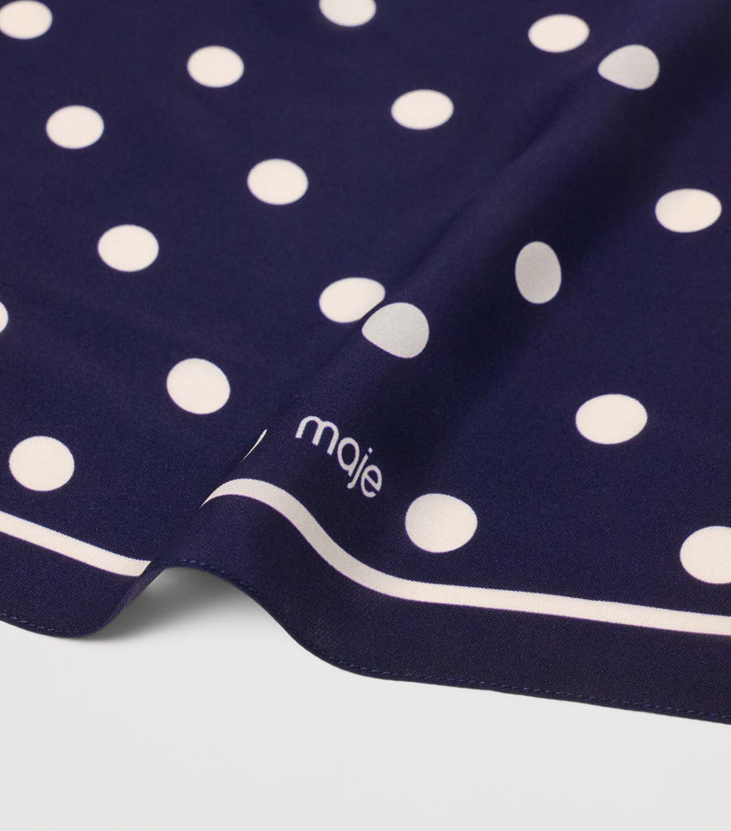 Maje silk polka-dot scarf 60x60cm, imported from the UK