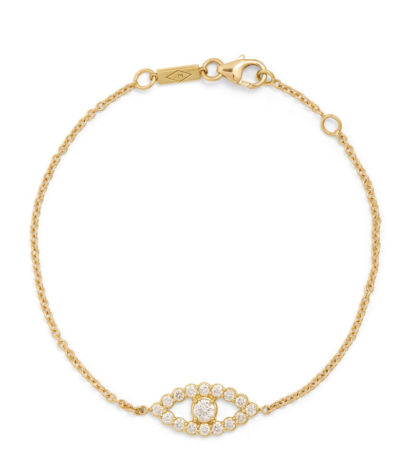 Jennifer Meyer evil eye bracelet in yellow gold with diamonds, imported from the UK