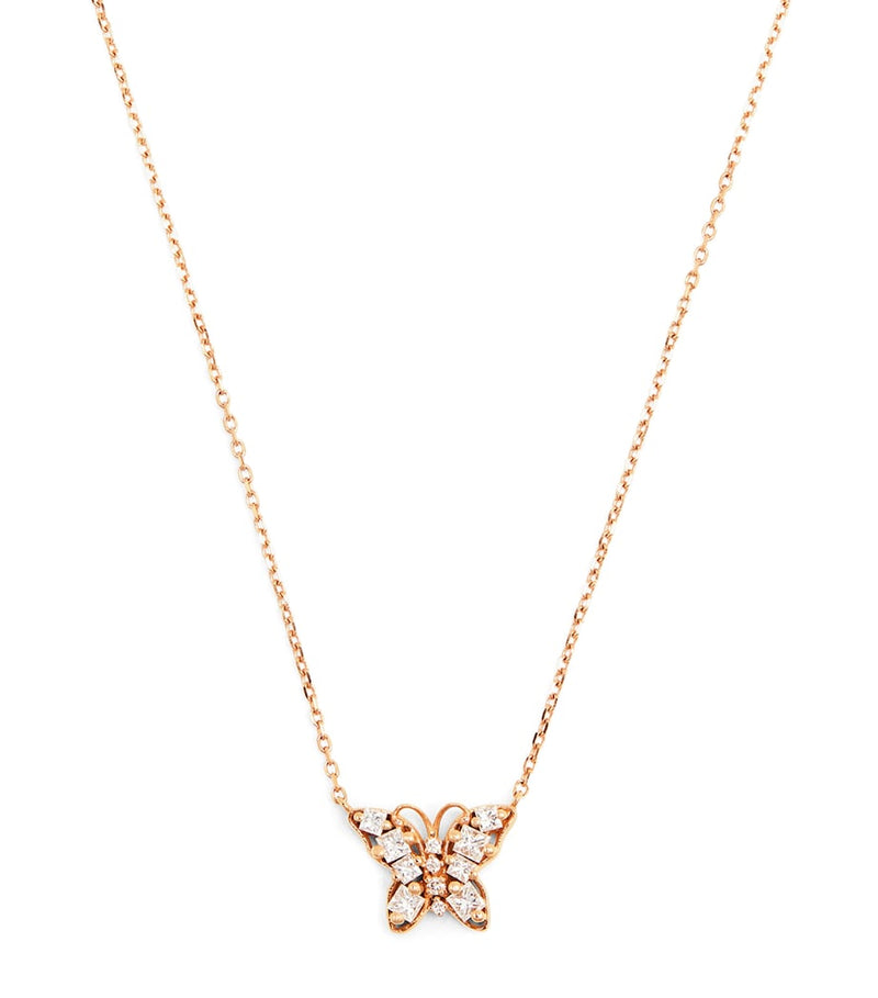 Suzanne Kalan rose gold diamond butterfly necklace adjustable chain - British product