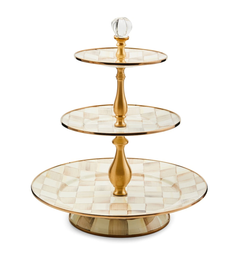 MacKenzie-Childs cake stand Mocha Check 35.5cm, UK version