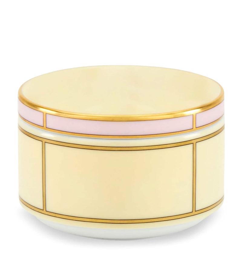 GINORI 1735 porcelain Colonna Diva Giallo lidded sugar pot 10cm, UK version