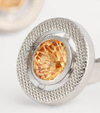Tateossian cubic zirconia circular cufflinks rhodium-plated (British brand)