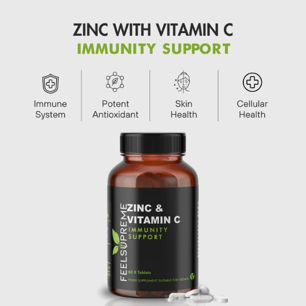 Feel Suprerme Zinc with Vitamin C supplement 60 tablets - British product