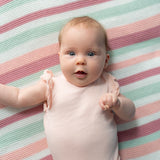 Ziggle Baby Blanket Pink White Green Stripes (British brand)