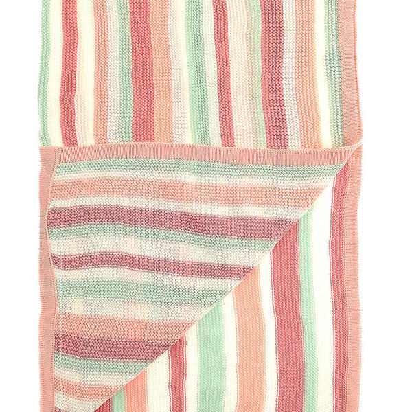 Ziggle Baby Blanket Pink White Green Stripes (British brand)
