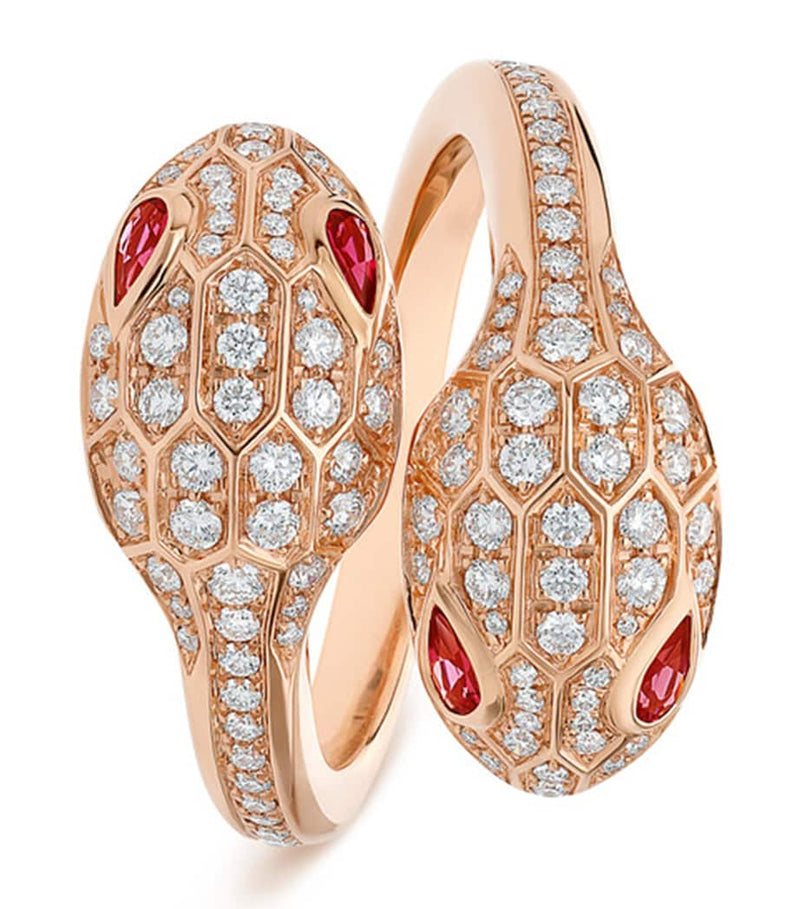 Bvlgari Serpenti Seduttori ring rose gold diamond rubellite, UK version