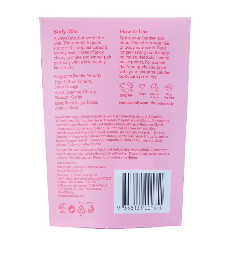 Sundae Body Always Late Hair & Body Mist (90ml)