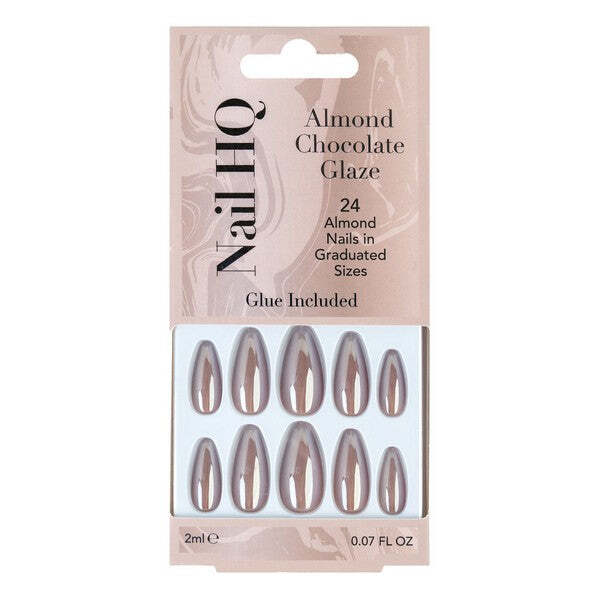 Nail HQ Almond Chocolate Glaze Nails 24pc, imported from the UK