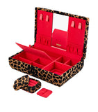 WOLF medium Savanna jewellery box with leopard print design and detachable ring box (British brand)