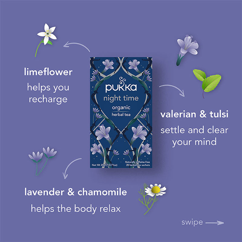 Pukka Night Time Herbal Tea 20 Tea Bags, imported from the UK
