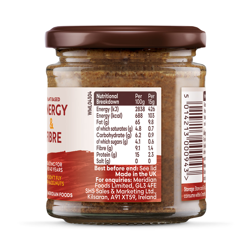Meridian Hazelnut Butter Whole Nut Spread 170g, imported from the UK