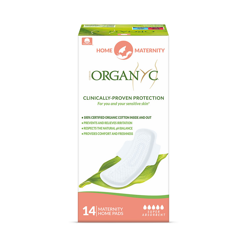 Organyc maternity pads 14 count, imported from the UK