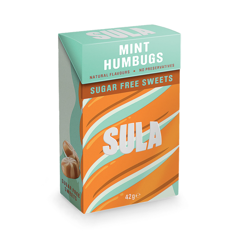 Sula mint humbugs sugar free sweets 42g, imported from the UK