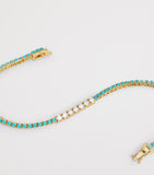 Jennifer Meyer tennis bracelet yellow gold turquoise diamond, UK version