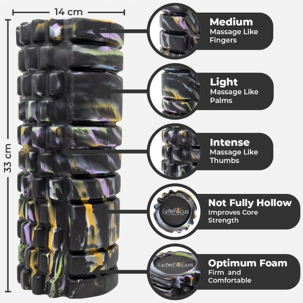 LyfeFocus foam roller multi-colour, imported from the UK