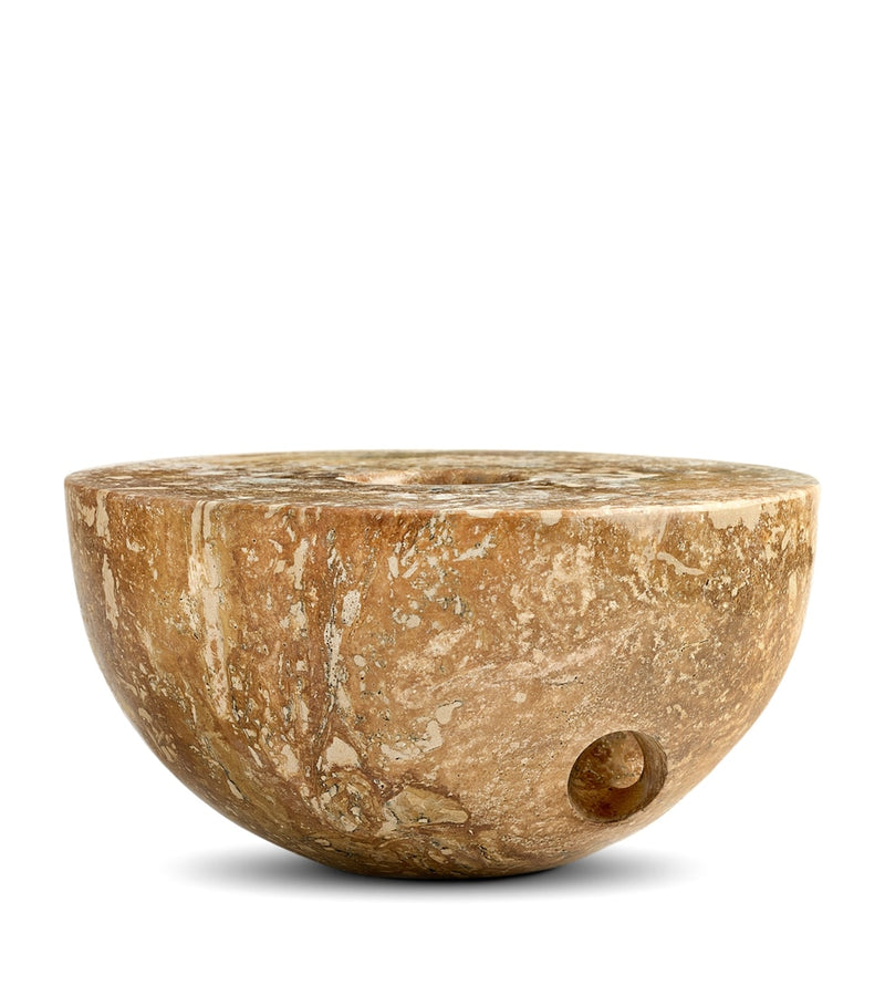 Marchanta dark travertine candle holder 36cm - British product